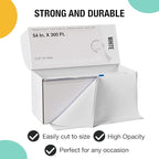 Exquisite Party Solids 54 Inch X 300 Feet White Plastic Table Cover Roll in A Cut - to - Size Box with Convenient Slide Cutter. Cuts Up to 36 Rectangle 8 Feet Plastic Disposable Tablecloths