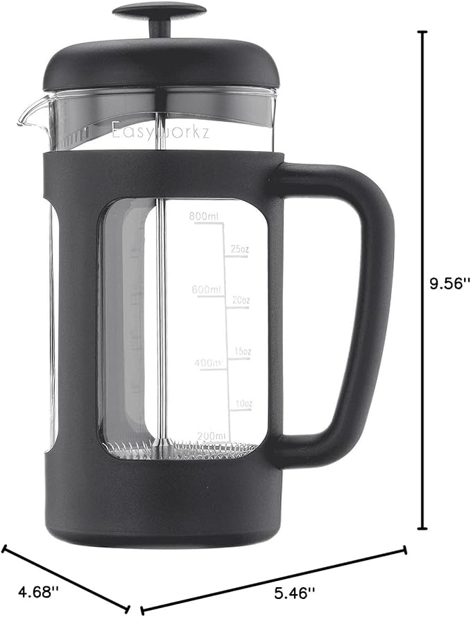 Easyworkz French Press 34 oz Coffee Tea Maker with Borosilicate Glass,Soft Grip Handle