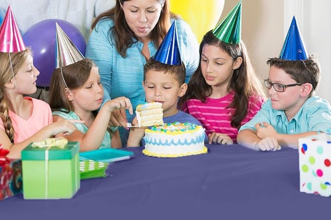 Exquisite Party Solids 54 Inch X 100 Feet Navy Plastic Table Cover Roll in A Cut - to - Size Box with Convenient Slide Cutter. Cuts Up to 12 Rectangle 8 Feet Plastic Disposable Tablecloths