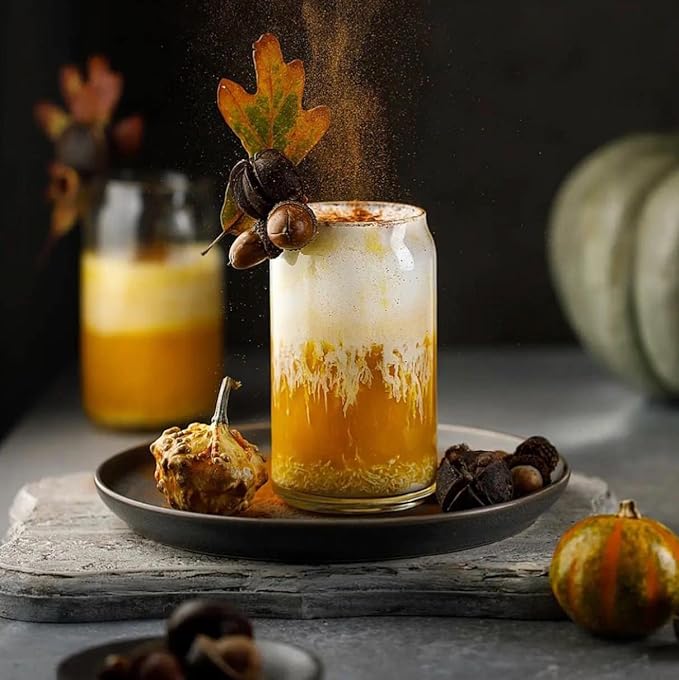 Le'raze Set of 6 Can Shaped Margarita Drinking Glasses Goblet - 16oz Clear Cups for Cocktails, Iced Coffee, Tea, Soda, Whiskey and Beer