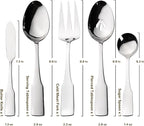 Alata Kate 65-Piece Silverware With Utensil-Serving Set, Service for 12, Stainless Steel Flatware, Mirror Polished Cutlery, Dishwasher Safe