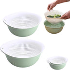 Colander Bowl Set of 2, Nesting Large Capacity Plastic Food Strainer for Pasta, Vegetables and Fruits Washing Draining Basket, Space Saving, BPA Free