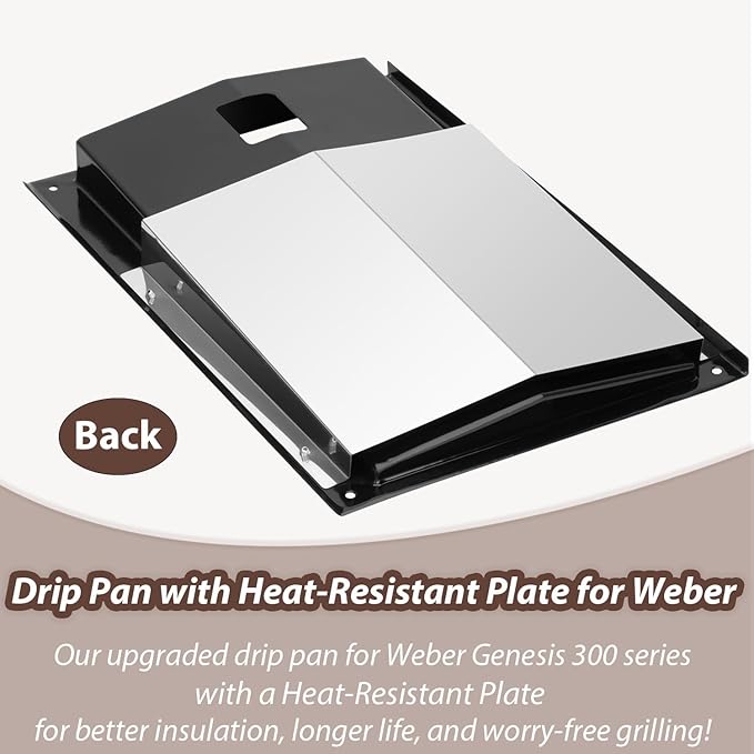 67767 Grease Tray for Weber Grill Parts Genesis 300 Series with Side Control Knob(2007-2010), 67758 Grill Drip Pan for Weber Genesis E-310 E-320 Gas Grills Replacement Parts
