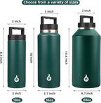 BJPKPK Insulated Water Bottles, Dishwasher Safe 18 oz Water Bottle with Handle, Leakproof BPA Free Water Jug, Stainless Steel Thermos for Sports, Army Green