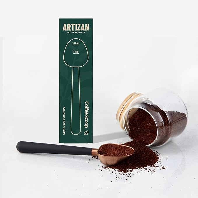 Artizan Coffee 1 Tbsp Coffee Measuring Scoop, Stainless Steel Copper Scoop for Ground Coffee, Beans, Tea & More - 7g, 17 cm Long Handle