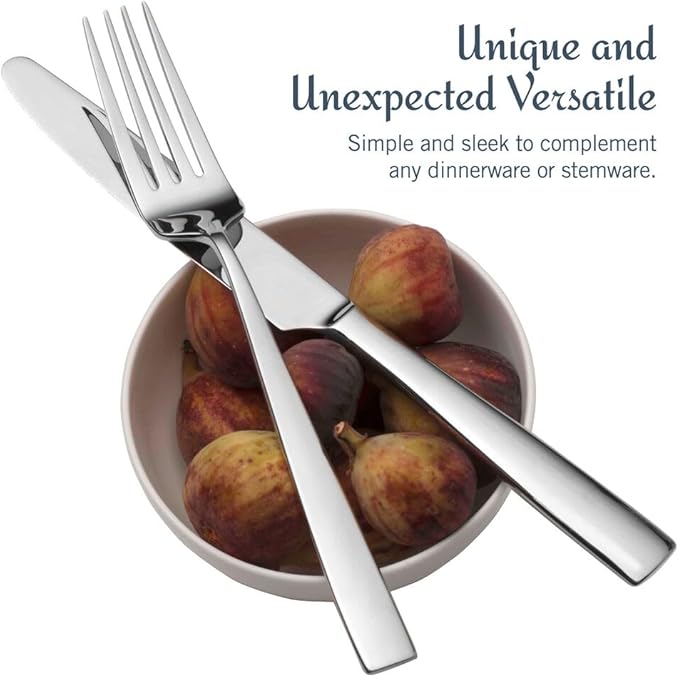 Mikasa Everett 101-Piece Flatware Set for 12, 18/10 Stainless Steel Cutlery with Complete Service and Serving Pieces, Sleek and Durable Design