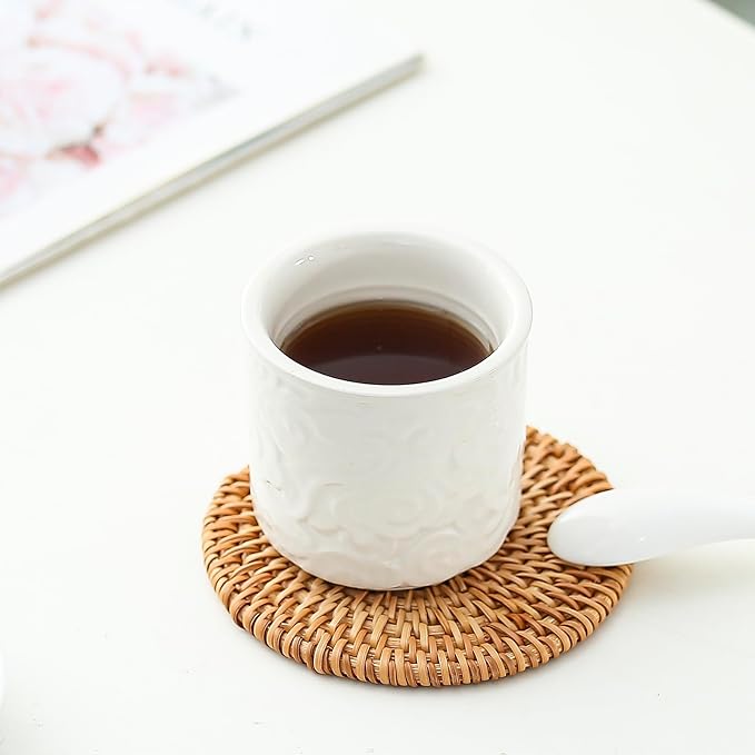 Ceramic Espresso Cups Set of 2 or 4, 3.4 Oz Espresso Mugs, Demitasse Cups for Coffee or Tea, Small Coffee Cups No Handles (white, 2)