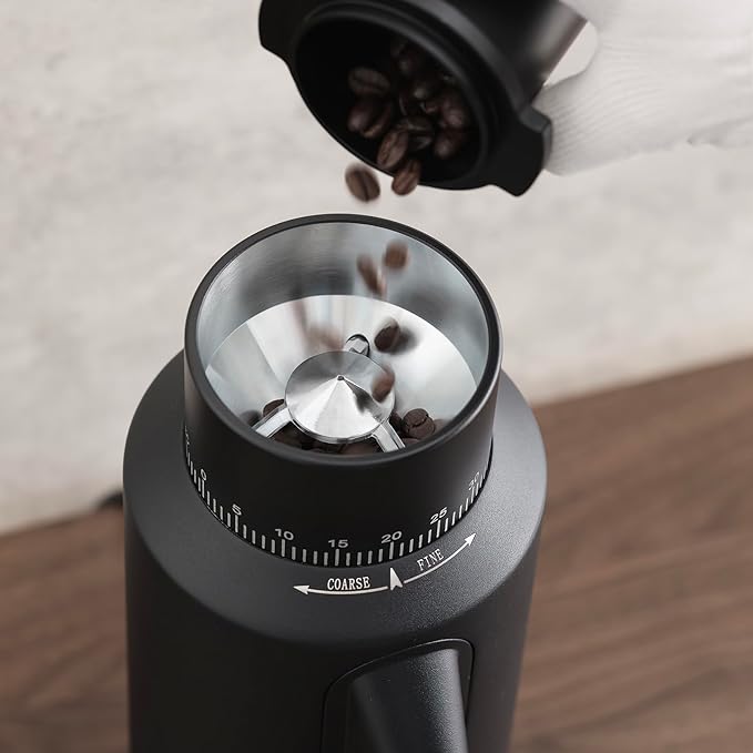 T64 Single Dose Coffee Grinder, 64mm Flat Burrs Electric Espresso Grinder (Black)