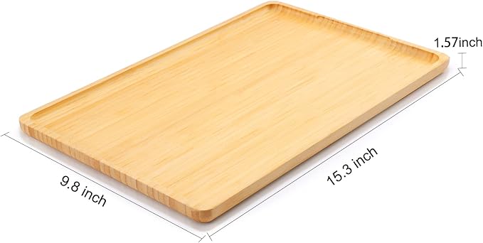 Upgrated Bamboo Serving Tray with Handles – Premium 15”x10” Lightweight Decorative Platter for Breakfast in Bed, Coffee Table, BBQ, Kitchen, Ottoman & Party – Perfect for Lap, Couch & Gifting