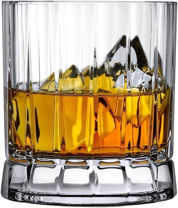 NUDE Whiskey Glasses Set of 4 DOF – 11.25 oz Premium Lead-Free Crystal Old Fashioned Rocks Glasses for Whisky, Scotch, Bourbon & Cocktails – Clear Heavy Base, Dishwasher Safe Barware Luxury Gift Set