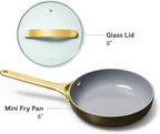 Caraway Nonstick Ceramic Mini Fry Pan With Glass Lid (1.05 qt, 8") - Non Toxic, PTFE & PFOA Free - Oven Safe & Compatible with All Stovetops (Gas, Electric & Induction) - Black