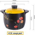 Ceramic Clay Pot for Cooking with Lid Chinese Stew Hot Pot, Earthenware Pot For Cooking Rice, Noodle and Porridge Milk Soup, Casserole Nonstick Cookware for Home Restaurant,4.5l