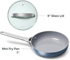 Caraway Nonstick Ceramic Mini Fry Pan With Glass Lid (1.05 qt, 8") - Non Toxic, PTFE & PFOA Free - Oven Safe & Compatible with All Stovetops (Gas, Electric & Induction) - Navy