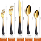 20 Piece Black Gold 18/0 Flatware Utensil Set for 4, Include Dinner Knife,Dinner Forks,Dinner Spoons,Salad Forks,Teaspoons,Silverware Set for 4, Dishwasher Safe