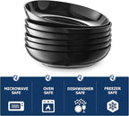 Y YHY Pasta Bowls 30oz, Large Salad Serving Bowls, Shallow Soup Bowls, Porcelain Pasta Bowls Set of 6, Microwave Dishwasher Safe, Black