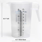 Half Gallon 64oz (2 quart) Measure Pitcher- Conversion Chart-Strong Food Grade - Resistant to Chemicals- Great for Lawn, Pool & Spa, Ag, Home Hobbies, Lye, Cooking, Shop Motor Oil Fluids Made In USA
