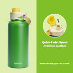 32oz Water Bottle with Comfort Grip Handle, Gym Water Bottle, Insulated Steel Water Bottle with Wide Mouth, No Straw