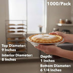 1000-Pack 9" Foil Pie Pans - Medium 1" Depth Disposable Aluminum Pie & Tart Pans with Full Curl Rim - For Bulk Baking, Portion Prep, To-Go Meals, Market Stands & Foodservice Lines