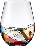 Stemless Wine Glasses Gift Set - Two | Hand Painted Large Premium Red and White glasses | Lead-Free Crystal | Essential Wine Gift | 18 oz - Wine Lover Birthday Gift Box Mom Wife Siste - Bezrat