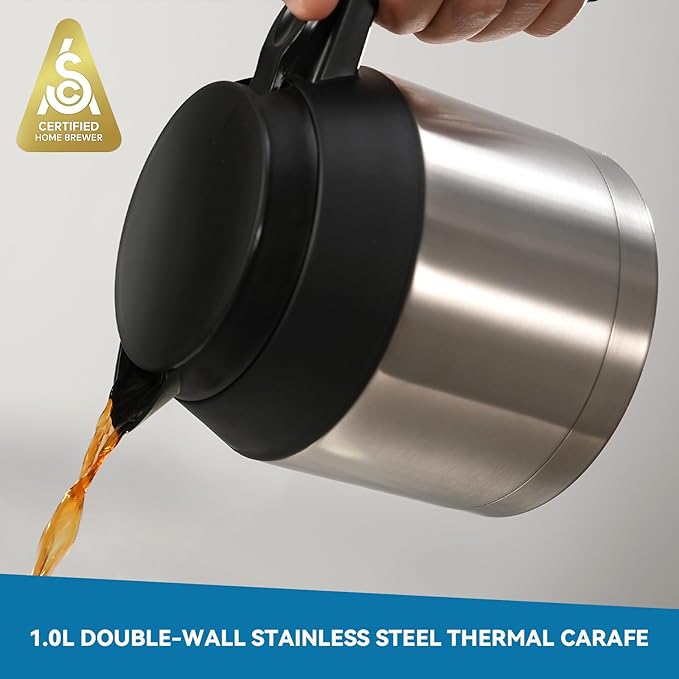 Bonavita 5 Cup Drip Coffee Maker Machine, One-Touch Pour Over, Auto Pause Brewing with Stainless Steel Double Wall Thermal Carafe, SCA Certified, Dishwasher Safe, BV1500TS