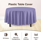 Party Solids 12-Pack Premium Plastic Tablecloth 84in. Round Table Cover - Lavender