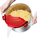 Large AUOON Clip on Strainer for All Pots and Pans - Oversized Silicone Pot Strainer Family-Style Design Pasta Strainer Kitchen Colander for Spaghetti and Noodles | Dishwasher Safe