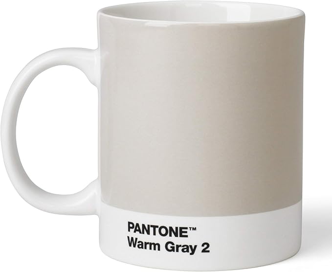 Pantone by Copenhagen Design - Large ceramic coffee mug with handle - Colorful Porcelain coffee mug/cup, 12 oz Warm Gray