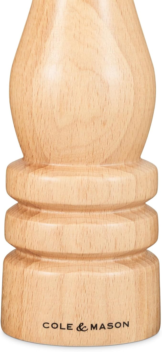 Cole & Mason London Refillable Spice Mill - Kitchen & Home Accessory - Table Salt Grinder - Salt Mill with Ceramic Mechanism - 8", Natural Beech