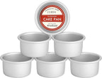 CURTA 4 Inch Round Cake Pan, 4x2 inch 6 Set Anodized Aluminum Round Baking Pan, Small Cake Pan Non-Toxic & Heavy Duty, Deep Side, Easy Clean & Dishwasher Safe