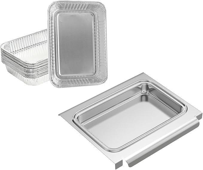 67047 Oil Catch Pan with 6415 15-Pack Aluminum Pan Liners for Weber Spirit I&II 200 and 300 Gas Grills, 83156 Grease Drip Tray Liners Parts for Weber Genesis I&II LX200/300 Series,for Weber Traveler