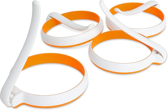 GOYLSER Silicone Egg Molds for Kids, 4pcs Round Egg Rings, Nonstick, Heat Resistant Up to 400F, Easy Clean, White