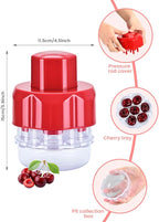 Cherry Pitter Tool, Multiple Fruit Seed Remover, 7-Cherry Capacity, Red and Clear