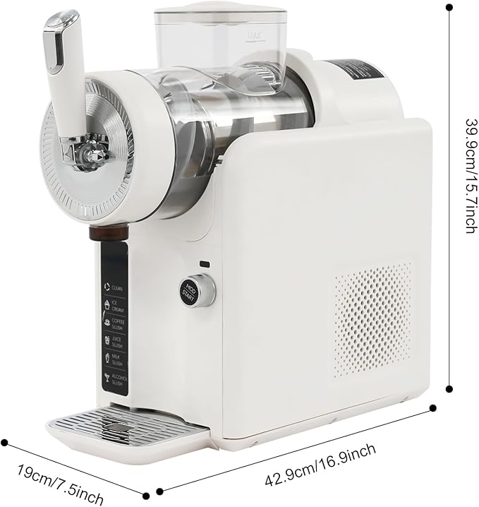 5 Preset Slushie Machine & Ice Cream Maker, 185W Commercial Slushie Maker for Ice Cream, Milkshakes & Cocktails, 61oz Capacity Slushy Machine with LED Display (Beige, 1.8L)