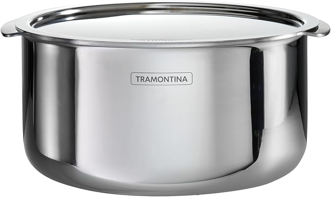 Tramontina Utsava 3.4-Quart Tri-Ply Clad Stainless Steel Tope with Lid, Patila Pot for Indian Cooking