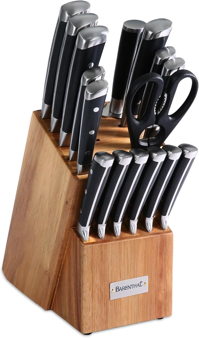 Knife Set，17 Pieces Knives Set with Block for Kitchen ，Dishwasher Safe Razor-Sharp German Stainless Steel Kitchen Knife Set with Ergonomic Handle，with Gift Box
