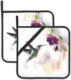 2 Pack Groovy Hummingbird Flowers Pot Holders for Kitchen Heat Resistant, Potholders for Kitchens Washable for Cooking & Baking & Microwave