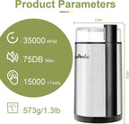Coffee Grinder, Wancle Electric Coffee Grinder, Quiet Spice Grinder, One Touch Coffee Mill for Beans, Spices and More, with Clean Brush, Stainless Steel