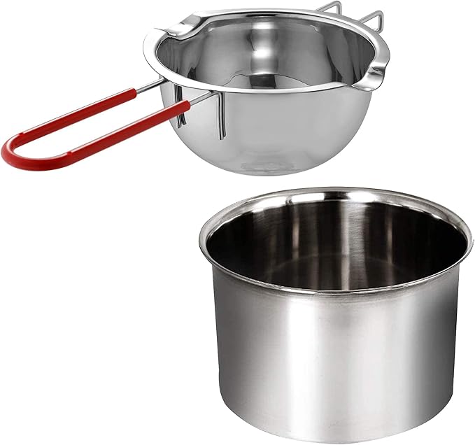 Stainless Steel Double Boiler Melting Pot with Heat Resistant Handle, Large Capacity Chocolate Melting Pot for Butter Candy Butter Cheese, Candle Making (450/900ML)