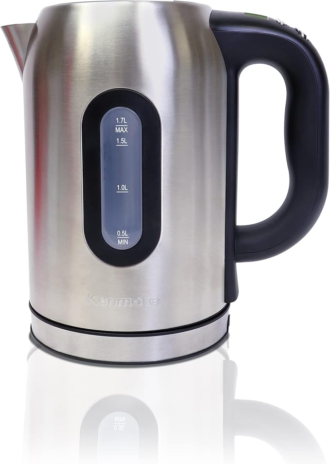 Kenmore Kettle - Digital Cordless Electric Kettles for Instant hot tea & coffee stainless steel automatic shut-off temperature control for boiling water spout filter countertop kitchen appliance 1.7L