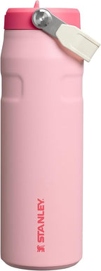Stanley IceFlow Flip Straw 2.0 Water Bottle 24 oz | Built-In Straw for Travel and Sports | Lightweight and Leak Resistant | Insulated Stainless Steel | BPA-Free | Strawberry Cream
