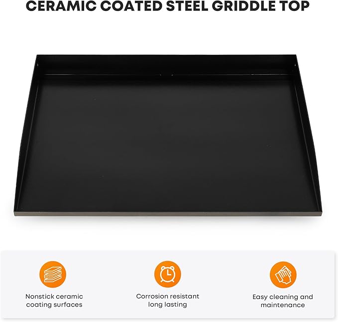 Stanbroil 22 Inch Flat Top Griddle Replacement Top for Blackstone 22" Tabletop Griddle Station, Ceramic Coated Steel Griddle Top Replacement, Black