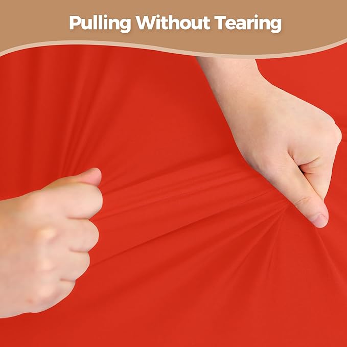 SereneGrace Elastic Table Cover, Windproof Tablecloth, 42x72 Inch Reusable Spandex Fitted Stretch 6-Foot Rectangle Table Cloth for Dining Room, Banquets, Events, Craft Displays, Parties, Red