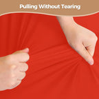 SereneGrace Elastic Table Cover, Windproof Tablecloth, 24x48 Inch Reusable Spandex Fitted Stretch 4-Foot Rectangle Table Cloth for Dining Room, Banquets, Events, Craft Displays, Parties, Red