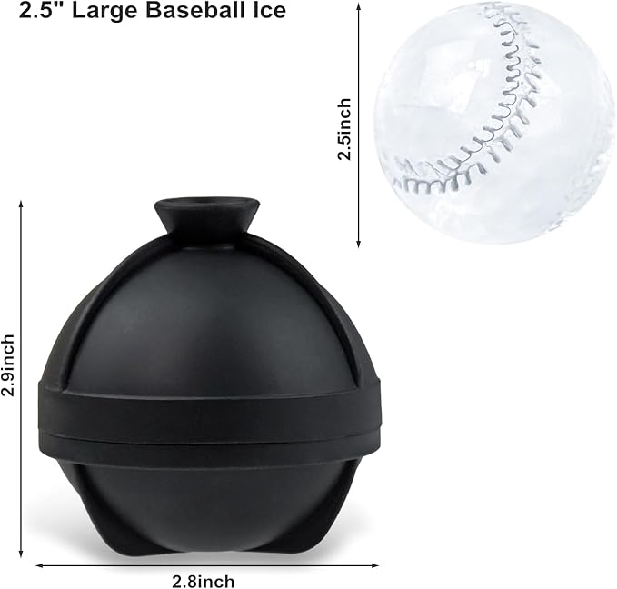 Bangp Baseball Ice Cube Molds Set of 6,Whiskey Round Ice Cube Molds,Novelty Sphere Ice Molds Create 2.5 Inch Baseball Shaped Ice Balls - Each Stone Keeps Your Drinks Cool and Unique,for Men and Women