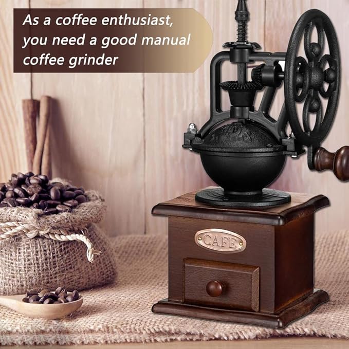 Manual Coffee Grinder,Hand Coffee Grinder,Coffee Bean Grinder Coffee Grinders For Home Use Vintage Wooden Coffee Decor Retro Coffee Maker