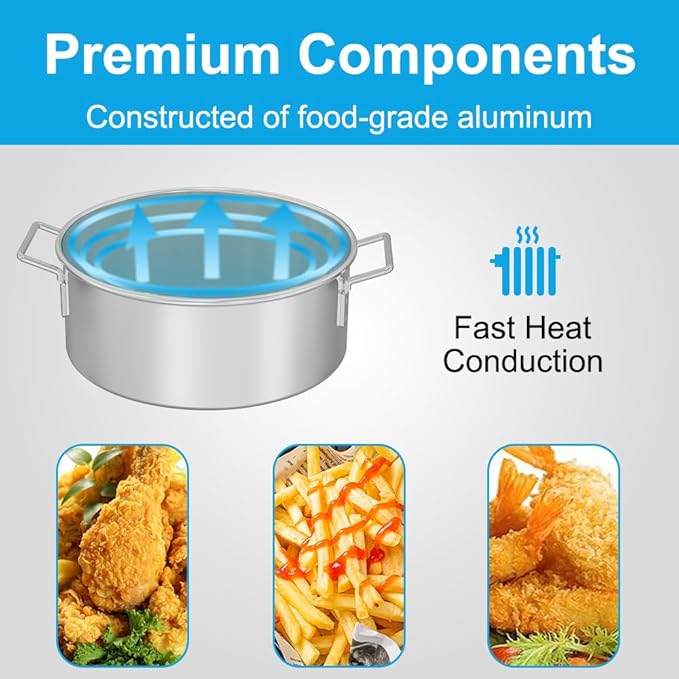 10QT Outdoor Fish Fryer Kit – Heavy-Duty Aluminum Pot & 6.7QT Basket, Propane Deep Fryer for Seafood, Turkey, Chicken & More