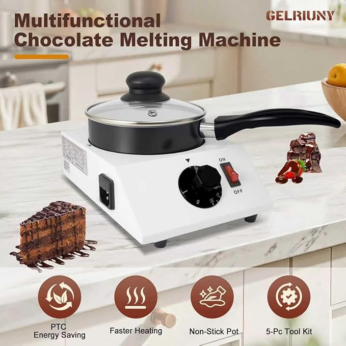 2026 Upgrade Chocolate Melting Machine, 1L Chocolate Melting Pot with Candy Dipping Tools,Electric Chocolate Tempering Machine for Chocolate,Candy,Butter Making Warming Coffee Milk Wine (40W, 110V)