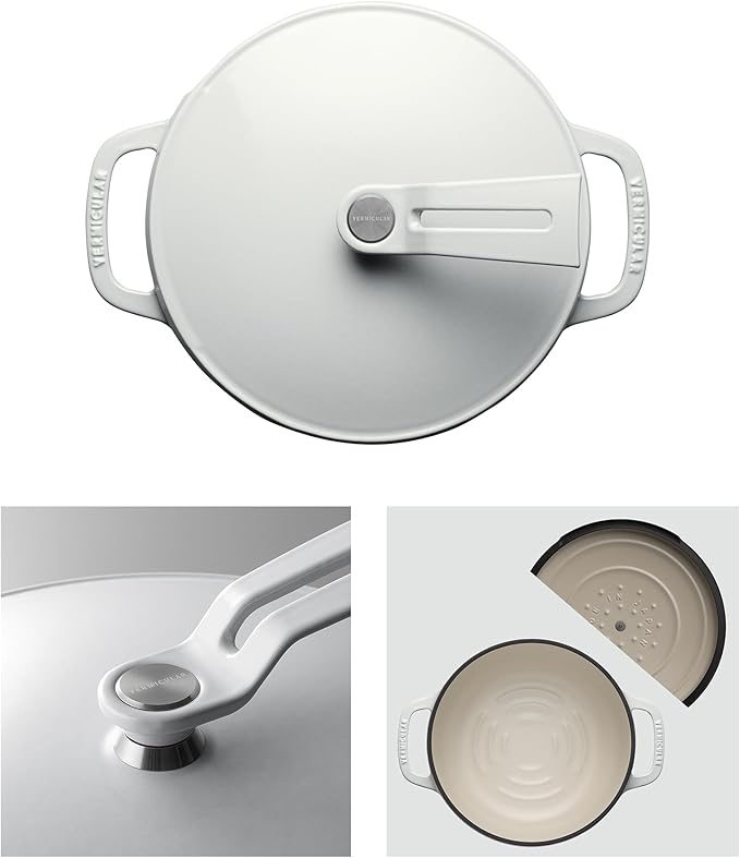 Vermicular Oven Pot 2.0 | Lightweight Enameled Cast Iron Pot | 18cm (2 Qt) | Non-Toxic | Induction-compatible | Dutch Oven | Made in Japan | Sea Salt White