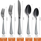 20 Piece Black gray 18/0 Flatware Utensil Set for 4, Include Dinner Knife,Dinner Forks,Dinner Spoons,Salad Forks,Teaspoons,Silverware Set for 4, Dishwasher Safe