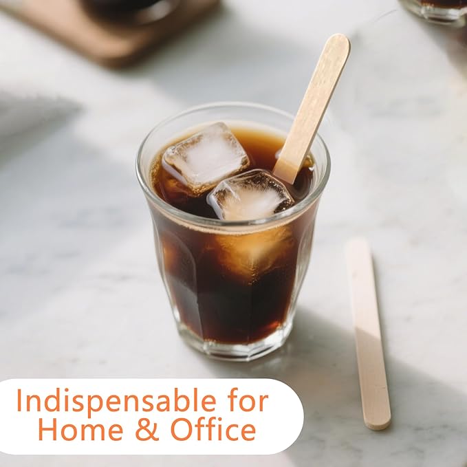 1000 Pack Birch Wood Coffee Stirrers, 7 Inch Sturdy Coffee Stir Sticks, Smooth Round Ends, Splinter-Free Disposable Stir Sticks for Coffee, Cocktails, Office, Home Use